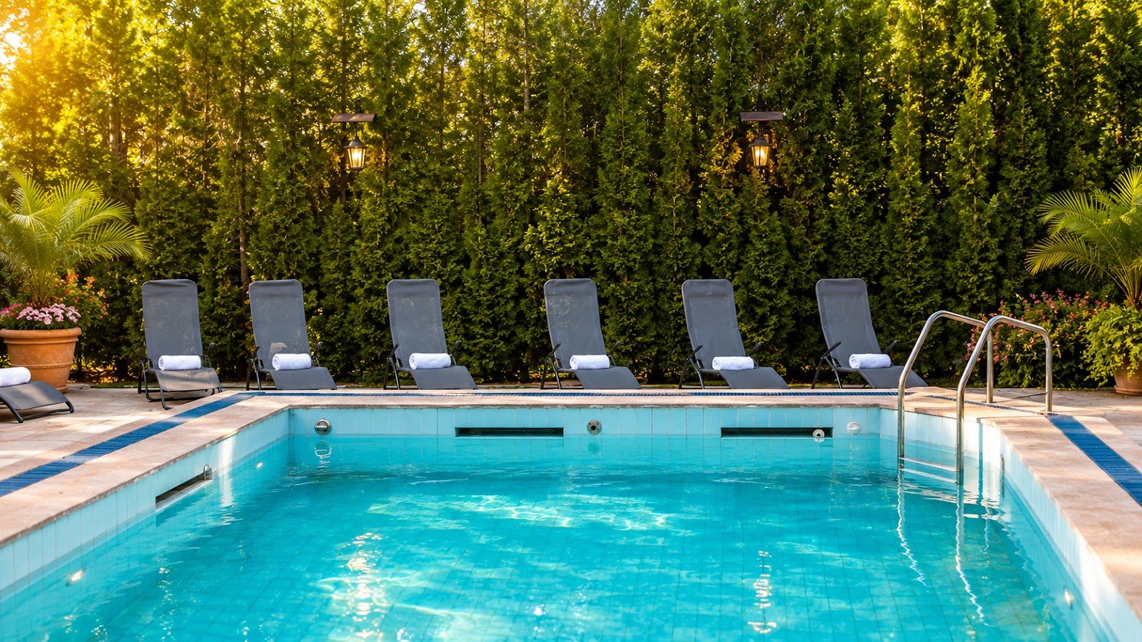 Piscină, curte & teren